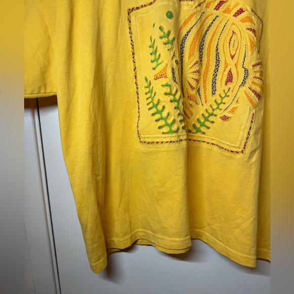 Bobbie Brooks Yellow Cotton Blend Boxy Fit Tropical Fish Sparkly T Shirt OS - Picture 4 of 13